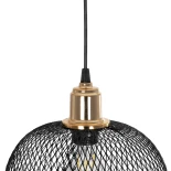 GloboStar® SOLUX 201-0019 Μοντέρνο Κρεμαστό Φωτιστικό Πλέγμα Μονόφωτο 1 x E27 IP20 Μαύρο & Χρυσό Μέταλλο - Μ25 x Π25 x Υ32cm