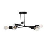 GloboStar® LAMIRA 201-0029 Μοντέρνο Φωτιστικό Οροφής Πλέγμα Πολύφωτο 6 x E27 IP20 Μαύρο Μέταλλο - Μ51 x Π51 x Υ7cm