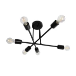 GloboStar® LAMIRA 201-0029 Μοντέρνο Φωτιστικό Οροφής Πλέγμα Πολύφωτο 6 x E27 IP20 Μαύρο Μέταλλο - Μ51 x Π51 x Υ7cm