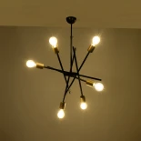 GloboStar® SUNFY 201-0030 Μοντέρνο Φωτιστικό Οροφής Πλέγμα Πολύφωτο 6 x E27 IP20 Μαύρο & Μπρούτζινο Μέταλλο - Μ57 x Π57 x Υ85cm