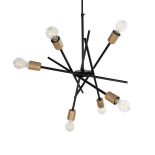 GloboStar® SUNFY 201-0030 Μοντέρνο Φωτιστικό Οροφής Πλέγμα Πολύφωτο 6 x E27 IP20 Μαύρο & Μπρούτζινο Μέταλλο - Μ57 x Π57 x Υ85cm