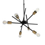 GloboStar® SUNFY 201-0030 Μοντέρνο Φωτιστικό Οροφής Πλέγμα Πολύφωτο 6 x E27 IP20 Μαύρο & Μπρούτζινο Μέταλλο - Μ57 x Π57 x Υ85cm