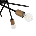 GloboStar® SUNFY 201-0030 Μοντέρνο Φωτιστικό Οροφής Πλέγμα Πολύφωτο 6 x E27 IP20 Μαύρο & Μπρούτζινο Μέταλλο - Μ57 x Π57 x Υ85cm