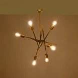 GloboStar® SUNFY 201-0033 Μοντέρνο Κρεμαστό Φωτιστικό Πλέγμα Πολύφωτο 6 x E27 IP20 Μπρονζέ Μέταλλο - Μ57 x Π57 x Υ85cm