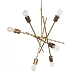 GloboStar® SUNFY 201-0033 Μοντέρνο Κρεμαστό Φωτιστικό Πλέγμα Πολύφωτο 6 x E27 IP20 Μπρονζέ Μέταλλο - Μ57 x Π57 x Υ85cm