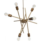 GloboStar® SUNFY 201-0033 Μοντέρνο Κρεμαστό Φωτιστικό Πλέγμα Πολύφωτο 6 x E27 IP20 Μπρονζέ Μέταλλο - Μ57 x Π57 x Υ85cm