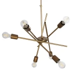 GloboStar® SUNFY 201-0033 Μοντέρνο Κρεμαστό Φωτιστικό Πλέγμα Πολύφωτο 6 x E27 IP20 Μπρονζέ Μέταλλο - Μ57 x Π57 x Υ85cm