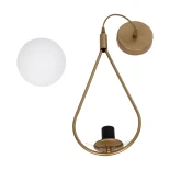 GloboStar® DROP 201-0034 Vintage Κρεμαστό Φωτιστικό Μπάλα Μονόφωτο 1 x E27 IP20 Χρυσό Μέταλλο με Λευκό Γυαλί - Μ20 x Π15 x Υ47cm