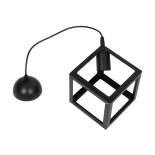 GloboStar® DISE 201-0049 Μοντέρνο Κρεμαστό Φωτιστικό Κύβος Μονόφωτο 1 x E27 IP20 Μαύρο Μέταλλο - Μ28 x Π28 x Υ31cm