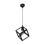 GloboStar® DISE 201-0049 Μοντέρνο Κρεμαστό Φωτιστικό Κύβος Μονόφωτο 1 x E27 IP20 Μαύρο Μέταλλο - Μ28 x Π28 x Υ31cm