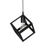 GloboStar® DISE 201-0049 Μοντέρνο Κρεμαστό Φωτιστικό Κύβος Μονόφωτο 1 x E27 IP20 Μαύρο Μέταλλο - Μ28 x Π28 x Υ31cm