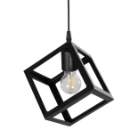 GloboStar® DISE 201-0049 Μοντέρνο Κρεμαστό Φωτιστικό Κύβος Μονόφωτο 1 x E27 IP20 Μαύρο Μέταλλο - Μ28 x Π28 x Υ31cm