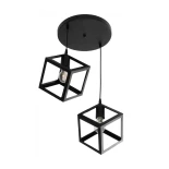 GloboStar® DISE 201-0050 Μοντέρνο Κρεμαστό Φωτιστικό Κύβος Δίφωτο 2 x E27 IP20 Μαύρο Μέταλλο - Μ50 x Π30 x Υ50cm