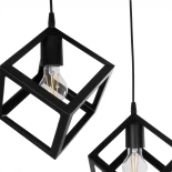 GloboStar® DISE 201-0050 Μοντέρνο Κρεμαστό Φωτιστικό Κύβος Δίφωτο 2 x E27 IP20 Μαύρο Μέταλλο - Μ50 x Π30 x Υ50cm