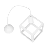 GloboStar® DISE 201-0052 Μοντέρνο Κρεμαστό Φωτιστικό Κύβος Μονόφωτο 1 x E27 IP20 Λευκό Μέταλλο - Μ28 x Π28 x Υ31cm