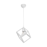 GloboStar® DISE 201-0052 Μοντέρνο Κρεμαστό Φωτιστικό Κύβος Μονόφωτο 1 x E27 IP20 Λευκό Μέταλλο - Μ28 x Π28 x Υ31cm