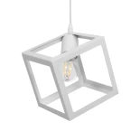 GloboStar® DISE 201-0052 Μοντέρνο Κρεμαστό Φωτιστικό Κύβος Μονόφωτο 1 x E27 IP20 Λευκό Μέταλλο - Μ28 x Π28 x Υ31cm