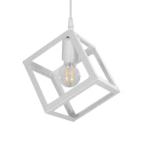 GloboStar® DISE 201-0052 Μοντέρνο Κρεμαστό Φωτιστικό Κύβος Μονόφωτο 1 x E27 IP20 Λευκό Μέταλλο - Μ28 x Π28 x Υ31cm
