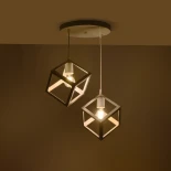 GloboStar® DISE 201-0053 Μοντέρνο Κρεμαστό Φωτιστικό Κύβος Δίφωτο 2 x E27 IP20 Λευκό Μέταλλο - Μ50 x Π30 x Υ50cm