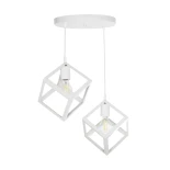 GloboStar® DISE 201-0053 Μοντέρνο Κρεμαστό Φωτιστικό Κύβος Δίφωτο 2 x E27 IP20 Λευκό Μέταλλο - Μ50 x Π30 x Υ50cm