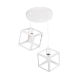 GloboStar® DISE 201-0053 Μοντέρνο Κρεμαστό Φωτιστικό Κύβος Δίφωτο 2 x E27 IP20 Λευκό Μέταλλο - Μ50 x Π30 x Υ50cm