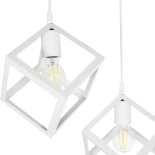 GloboStar® DISE 201-0053 Μοντέρνο Κρεμαστό Φωτιστικό Κύβος Δίφωτο 2 x E27 IP20 Λευκό Μέταλλο - Μ50 x Π30 x Υ50cm
