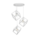GloboStar® DISE 201-0054 Μοντέρνο Κρεμαστό Φωτιστικό Κύβος Τρίφωτο 3 x E27 IP20 Λευκό Μέταλλο - Μ48 x Π48 x Υ65cm