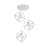 GloboStar® DISE 201-0054 Μοντέρνο Κρεμαστό Φωτιστικό Κύβος Τρίφωτο 3 x E27 IP20 Λευκό Μέταλλο - Μ48 x Π48 x Υ65cm