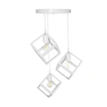 GloboStar® DISE 201-0054 Μοντέρνο Κρεμαστό Φωτιστικό Κύβος Τρίφωτο 3 x E27 IP20 Λευκό Μέταλλο - Μ48 x Π48 x Υ65cm
