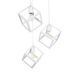 GloboStar® DISE 201-0054 Μοντέρνο Κρεμαστό Φωτιστικό Κύβος Τρίφωτο 3 x E27 IP20 Λευκό Μέταλλο - Μ48 x Π48 x Υ65cm