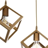 GloboStar® DISE 201-0056 Μοντέρνο Κρεμαστό Φωτιστικό Κύβος Δίφωτο 2 x E27 IP20 Χρυσό Μέταλλο - Μ50 x Π30 x Υ50cm