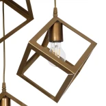 GloboStar® DISE 201-0057 Μοντέρνο Κρεμαστό Φωτιστικό Κύβος Τρίφωτο 3 x E27 IP20 Χρυσό Μέταλλο - Μ48 x Π48 x Υ65cm