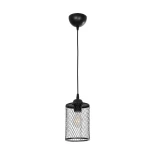 GloboStar® NOVAON 201-0058 Μοντέρνο Κρεμαστό Φωτιστικό Πλέγμα Μονόφωτο 1 x E27 IP20 Μαύρο Μέταλλο - Μ12 x Π12 x Υ23cm