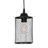 GloboStar® NOVAON 201-0058 Μοντέρνο Κρεμαστό Φωτιστικό Πλέγμα Μονόφωτο 1 x E27 IP20 Μαύρο Μέταλλο - Μ12 x Π12 x Υ23cm