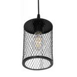 GloboStar® NOVAON 201-0058 Μοντέρνο Κρεμαστό Φωτιστικό Πλέγμα Μονόφωτο 1 x E27 IP20 Μαύρο Μέταλλο - Μ12 x Π12 x Υ23cm