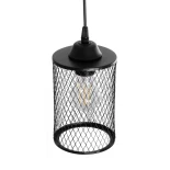 GloboStar® NOVAON 201-0058 Μοντέρνο Κρεμαστό Φωτιστικό Πλέγμα Μονόφωτο 1 x E27 IP20 Μαύρο Μέταλλο - Μ12 x Π12 x Υ23cm