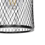 GloboStar® NOVAON 201-0058 Μοντέρνο Κρεμαστό Φωτιστικό Πλέγμα Μονόφωτο 1 x E27 IP20 Μαύρο Μέταλλο - Μ12 x Π12 x Υ23cm