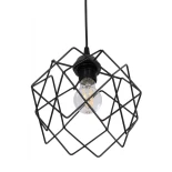 GloboStar® SOLON 201-0059 Μοντέρνο Κρεμαστό Φωτιστικό Πλέγμα Μονόφωτο 1 x E27 IP20 Μαύρο Μέταλλο - Μ24 x Π24 x Υ23cm