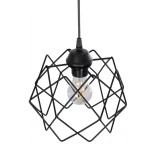 GloboStar® SOLON 201-0059 Μοντέρνο Κρεμαστό Φωτιστικό Πλέγμα Μονόφωτο 1 x E27 IP20 Μαύρο Μέταλλο - Μ24 x Π24 x Υ23cm