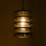 GloboStar® SOLON 201-0060 Μοντέρνο Κρεμαστό Φωτιστικό Πλέγμα Μονόφωτο 1 x E27 IP20 Μπρούτζινο & Μαύρο Μέταλλο με Μελί Γυαλί - Μ16 x Π16 x Υ26cm