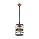 GloboStar® SOLON 201-0060 Μοντέρνο Κρεμαστό Φωτιστικό Πλέγμα Μονόφωτο 1 x E27 IP20 Μπρούτζινο & Μαύρο Μέταλλο με Μελί Γυαλί - Μ16 x Π16 x Υ26cm
