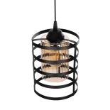 GloboStar® SOLON 201-0060 Μοντέρνο Κρεμαστό Φωτιστικό Πλέγμα Μονόφωτο 1 x E27 IP20 Μπρούτζινο & Μαύρο Μέταλλο με Μελί Γυαλί - Μ16 x Π16 x Υ26cm