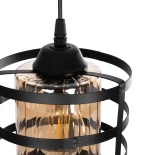 GloboStar® SOLON 201-0060 Μοντέρνο Κρεμαστό Φωτιστικό Πλέγμα Μονόφωτο 1 x E27 IP20 Μπρούτζινο & Μαύρο Μέταλλο με Μελί Γυαλί - Μ16 x Π16 x Υ26cm