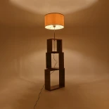 GloboStar® LUMO 201-0073 Μοντέρνο Επιδαπέδιο Φωτιστικό Μονόφωτο 1 x E27 IP20 Καφέ Ξύλο με Μπεζ Ύφασμα - Μ37 x Π36 x Υ136cm