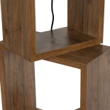 GloboStar® LUMO 201-0073 Μοντέρνο Επιδαπέδιο Φωτιστικό Μονόφωτο 1 x E27 IP20 Καφέ Ξύλο με Μπεζ Ύφασμα - Μ37 x Π36 x Υ136cm