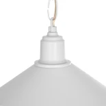 GloboStar® GLORA 201-0089 Vintage Κρεμαστό Φωτιστικό Καμπάνα Μονόφωτο 1 x E27 IP20 Λευκο Μέταλλο με Μπεζ Σχοινί - Μ30 x Π30 x Υ29cm