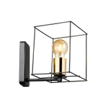 GloboStar® CYRA 203-0012 Μοντέρνο Επιτοίχιο Φωτιστικό Απλίκα Μονόφωτο 1 x E27 IP20 Μαύρο & Χρυσό Μέταλλο - Μ21 x Π21 x Υ19cm