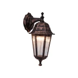 GloboStar® VITRO 203-0196 Vintage Επιτοίχιο Φωτιστικό Φαναράκι Μονόφωτο 1 x E27 IP44 Χάλκινο Πλαστικό - Μ19 x Π16 x Υ34cm
