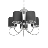 GloboStar® TRITON 203-0255 Vintage Κρεμαστό Φωτιστικό Καπέλο Πολύφωτο 5 x E27 IP20 Ασημί Μέταλλο με Γκρι Ύφασμα - Μ50 x Π50 x Υ48cm