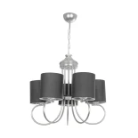 GloboStar® TRITON 203-0255 Vintage Κρεμαστό Φωτιστικό Καπέλο Πολύφωτο 5 x E27 IP20 Ασημί Μέταλλο με Γκρι Ύφασμα - Μ50 x Π50 x Υ48cm